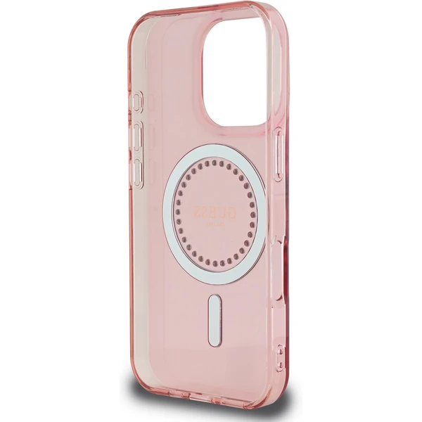 Guess IML Rhinestones Ring MagSafe kryt pre iPhone 16 Pre ružový - Puzdra - Obrázok 005e0142c35046e382747bb736ef2128