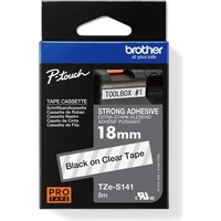 Brother Tze-S141 páska čierna na priehľadnom 18 mm extra lepidlo - Pásky pre štítkovače