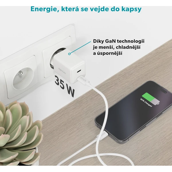Epico UltraBoost GaN 35W sieťový adaptér EA35 biely - Nabíjačky - Obrázok 00HL000K01