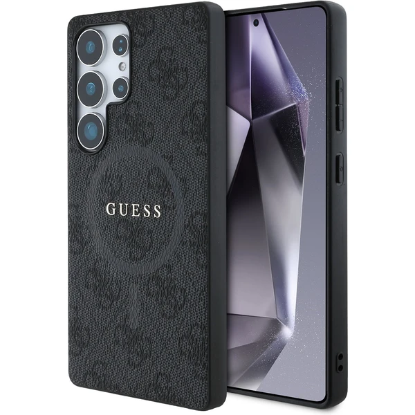 Guess PU Leather 4G Colored Ring MagSafe kryt Samsung Galaxy S25 Ultra čierny - Puzdra - Hlavný obrázok