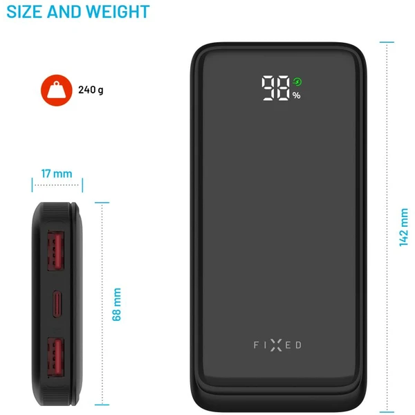 FIXED Zen2 10 powerbanka s LCD displejom a PD 20W, 10 000 mAh, čierna - Powerbanky - Obrázok 00e15d5f92de40419d19ce9320499dab