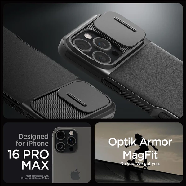 Spigen Optik Armor MagSafe kryt iPhone 16 Pro Max black - Puzdra - Obrázok 010d4f90b0f54168acfac95ce8610e13