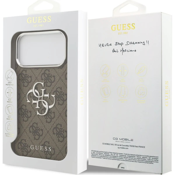Guess PU 4G Kovový kryt na logo iPhone 17 Pro Max strieborný/hnedý - Puzdra - Obrázok 0130ac47a05246d58bdb5148741eecf0