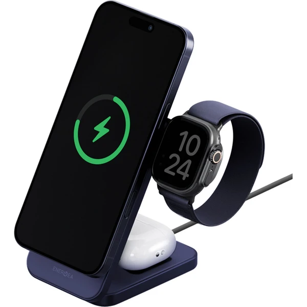 ENERGEA MagTrio 2 MagSafe 3v1 (Qi2) 25W nabíjačka indigovo modrá - Nabíjačky - Obrázok 01529a6b6ee245fcba8faad2f83b6962