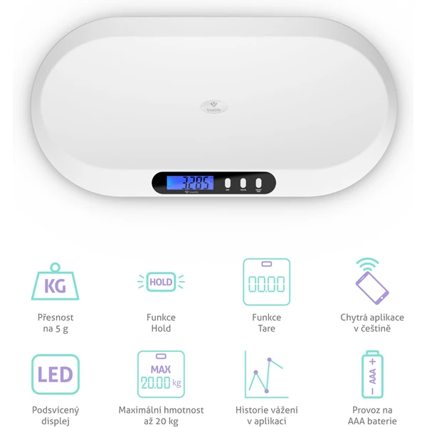 TrueLife BabyScale B5 BT dojčenská váha - Inteligentné váhy - Obrázok 0154c50fddb242389a5d55c5cae12120