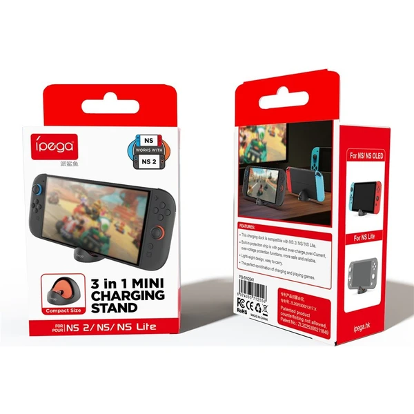 iPega SW2041 Mini Nabíjací Dok pre Nintendo Switch Lite/Nintendo Switch/Nintendo Switch 2 čierny - Nabíjačky - Obrázok 01563abff03040ccb83f415c2f2a90a6