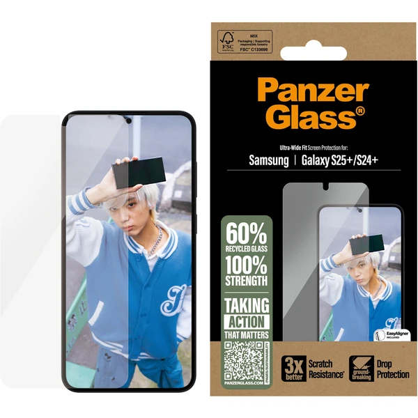 PanzerGlass® Ultra-Wide Fit sklo Samsung Galaxy S25+/S24+ s inštalačným rámčekom - Ochranné fólie a sklo - Obrázok 01FC000J01