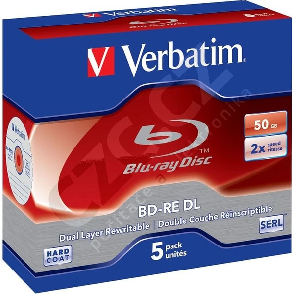 VERBATIM BD-RE DL (5 ks) Blue-Ray/Jewel/2x/50GB - Optické disky - Hlavný obrázok