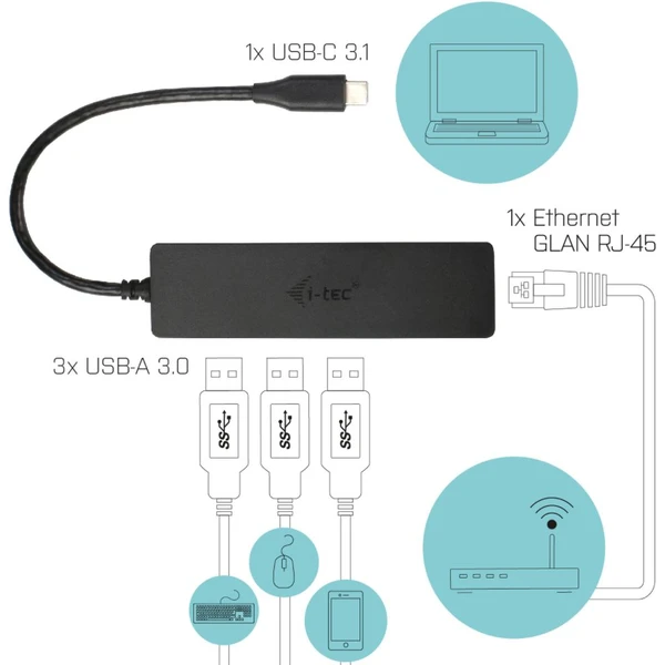 i-tec USB 3.1 Type C SLIM HUB  - USB huby - Obrázok 01HA000501