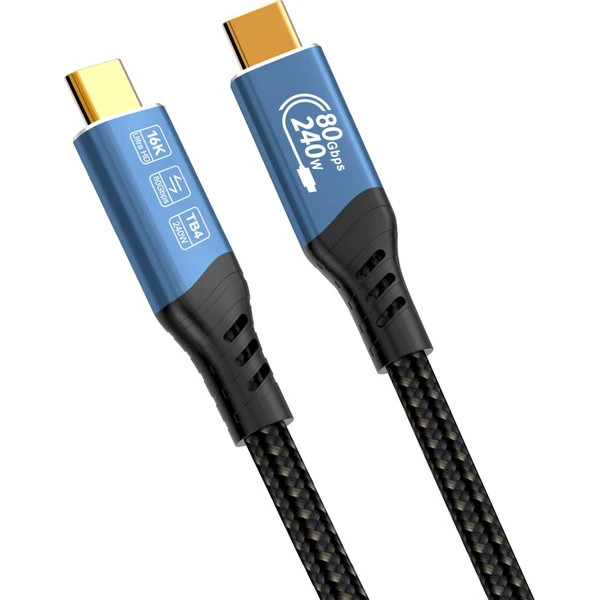 PremiumCord USB4 2.0 80Gbps 16K@60Hz 240W Thunderbolt 4 kábel 1m - Káble a redukcie - Obrázok 01HR000K01