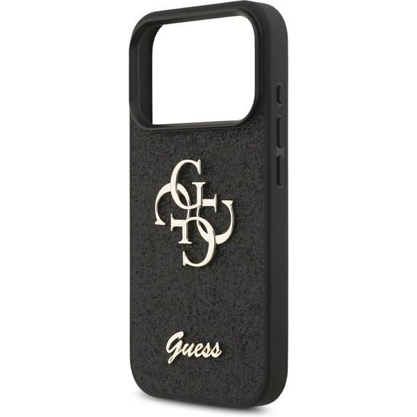 Guess PU Fixed Glitter 4G Metal Logo kryt iPhone 17 Pro čierny - Puzdra - Obrázok 01b33f1120b84f79873045d6ca26c388