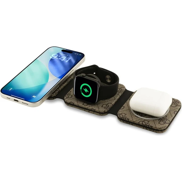 Guess PU 4G MagSafe bezdrôtová nabíjačka 3v1 hnedá - Nabíjačky - Obrázok 01e60f27d4904f1f9674dbdb7b21cff3