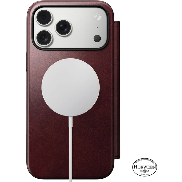 Nomad Modern Leather Folio (Horween) MagSafe kožené púzdro iPhone 17 Pro Max Burgundy - Puzdra - Obrázok 01f502cffc9048faac622a924981216e