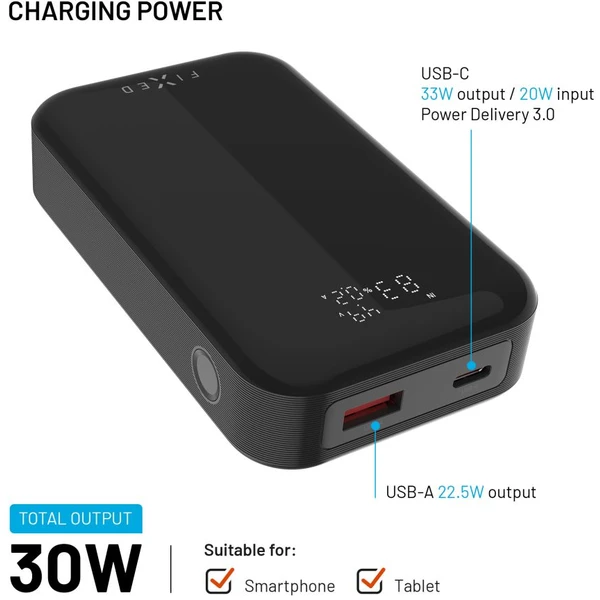 FIXED Zen 10 Pre powerbanka s LCD displejom, 30W, 10 000 mAh, čierna - Powerbanky - Obrázok 02114f318f754cbfaeeebdda6e8e0be5
