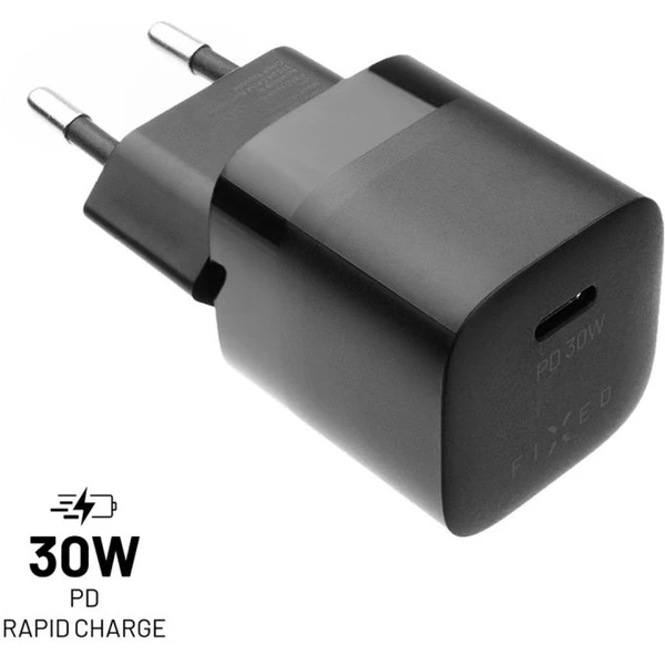 FIXED Mini nabíjačka s USB-C výstupom a podporou PD 30W čierna - Nabíjačky - Hlavný obrázok
