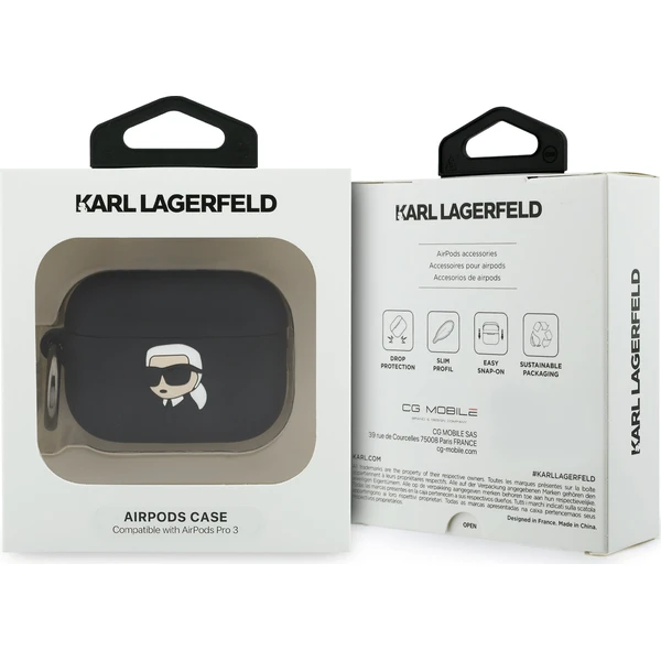 Karl Lagerfeld 3D Logo NFT Karl Head silikónové puzdro AirPods Pro 3 čierne - Puzdra - Obrázok 022356822c634323b9a606559f6baba4
