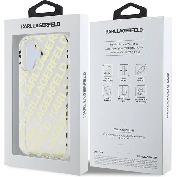 Karl Lagerfeld IML Electroplated Repeated Logo kryt pre iPhone 16 zlatý - Puzdra - Obrázok 0277cb95ed9a46d5b4555e93e6aae104