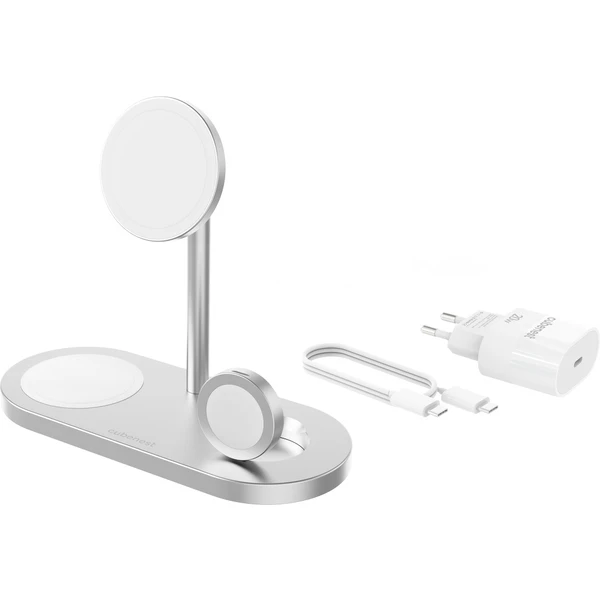 CubeNest S313 Pro 3v1 magnetická bezdrôtová nabíjačka strieborná - Nabíjačky - Obrázok 02O4000J01