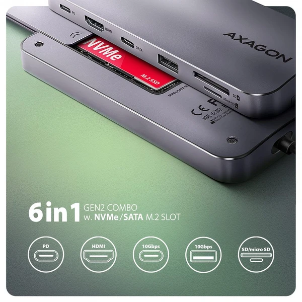 AXAGON HMC-6GM2 6v1 USB-C húb - Dokovacie stanice - Obrázok 02W3000L01