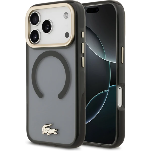 Lacoste PC/TPU Frosted Finish Gold Logo MagSafe kryt iPhone 17 Pro čierny - Puzdra - Hlavný obrázok