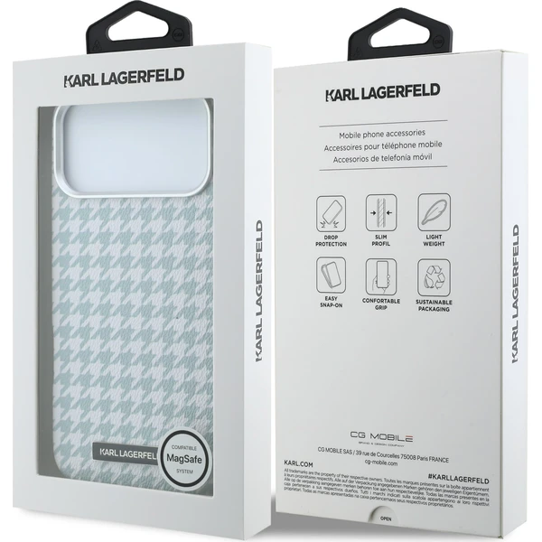 Karl Lagerfeld PU Houndstooth Resin Plate MagSafe kryt iPhone 17 Pro Max modrý - Puzdra - Obrázok 02e7525fe9f64e3eba1a9f7a35f44f82