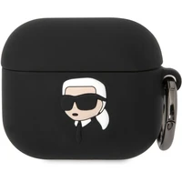 Karl Lagerfeld 3D Logo NFT Karl Head Silikónové Puzdro pre Airpods 3 Black - Puzdra