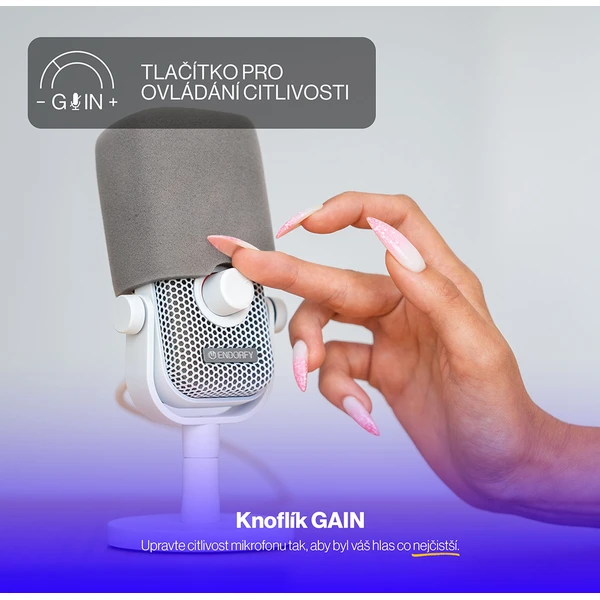 Endorfy Solum Voice S Onyx streamovací mikrofón biely - Mikrofóny - Obrázok 035B000J01