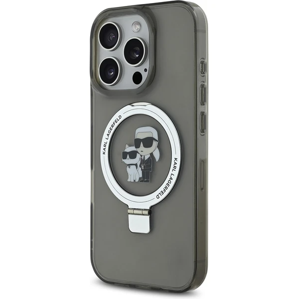 Karl Lagerfeld Ringstand Karl and Choupette MagSafe kryt pre iPhone 16 Pro Max čierny - Puzdra - Obrázok 036f6bd190414e64ac506f354630f65b