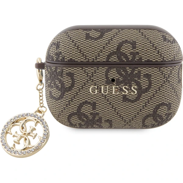 Guess 4G Script PC/PU Charm puzdro pre AirPods Pro 2 hnedé - Puzdra - Hlavný obrázok