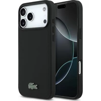 Lacoste PVC Iconic Petit Pique Metal Logo MagSafe kryt iPhone 18 Pro Max čierny - Puzdra