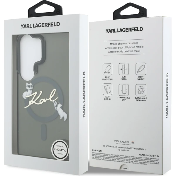 Karl Lagerfeld IML Choupette Karl Skript Logo Magnetický kryt Samsung Galaxy S26 Ultra čierny - Puzdra - Obrázok 038f81b073374580a9c2fe5a6e3e0546