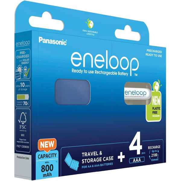 Panasonic Eneloop AAA nabíjacia batéria 800 mAh (4ks) + púzdro