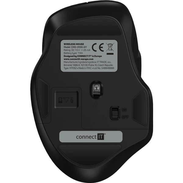 CONNECT IT Dual SmartSwitch bezdrôtová myš, USB-A + C (+1x AA batéria zadarmo) sivá - Myši - Obrázok 03N0000P01