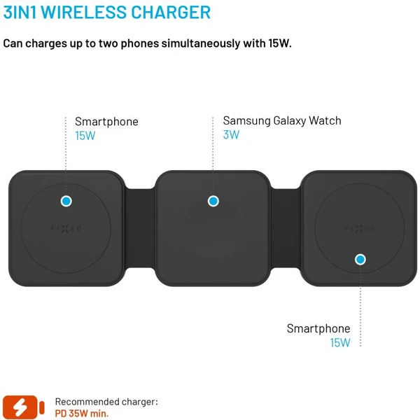 FIXED Flex for Samsung 3v1 bezdrôtová nabíjačka, 15W+3W+15W, čierna - Nabíjačky - Obrázok 03c756efc2be4ef49956b1de94783cf0