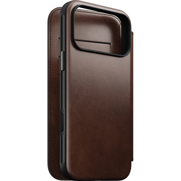 Nomad Modern Leather Folio (Horween) MagSafe kožené puzdro iPhone 17 Pro Max/18 Pro Max Rustic Brow - Puzdra - Obrázok 0422d1f113af415faecca7f5aede0e40