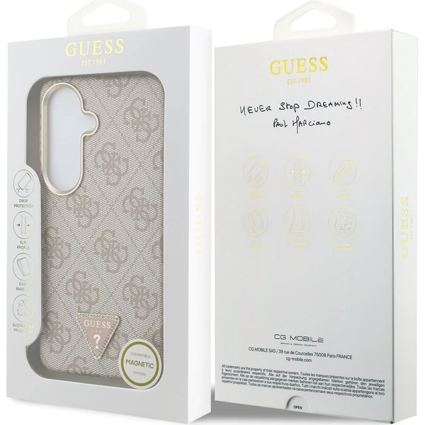 Guess PU Leather 4G Strass Trojuholníkové Logo Zlatý Rám Magnetický kryt Samsung Galaxy S26 ružový - Puzdra - Obrázok 04571c87476846848a04224297a734bf