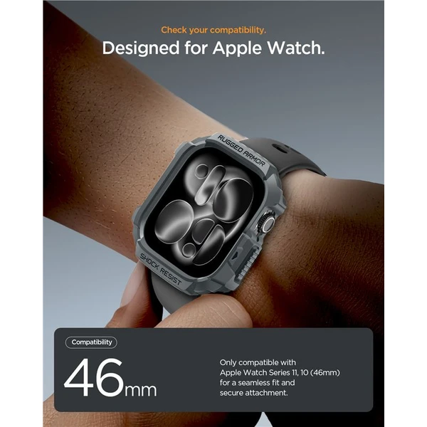 Spigen Rugged Armor 2 puzdro Apple Watch 11 (46mm) dark gray - Puzdra - Obrázok 046614931aa2419a9e1d3b0aa459d520