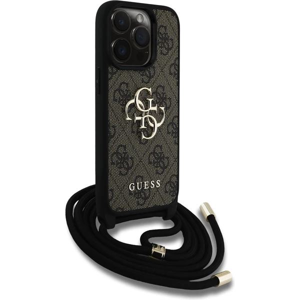 Guess PU 4G Metal Logo Crossbody popruh kryt iPhone 15 Pro Max hnedý - Puzdra - Obrázok 048cce046ac4410ea9b993c342457584