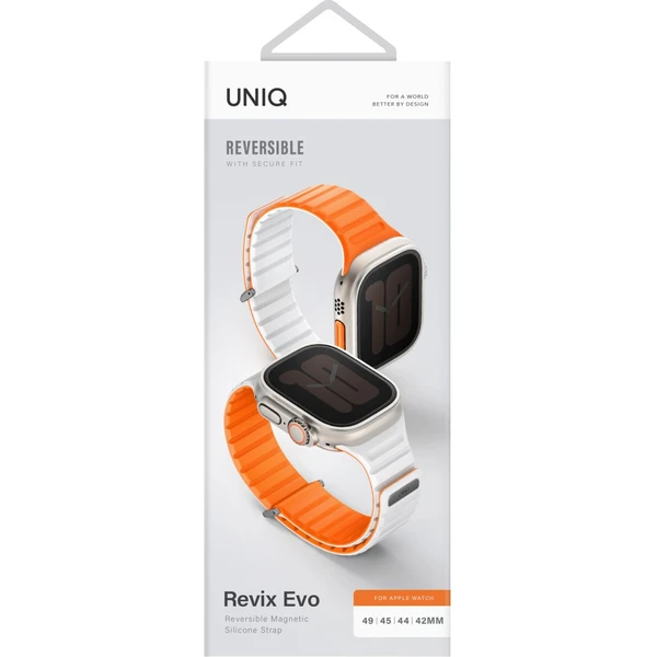 UNIQ Revix Evo obojstranný remienok Apple Watch 49/46/45/44/42mm (oranžový/biely) - Remienky - Obrázok 04O5000O01