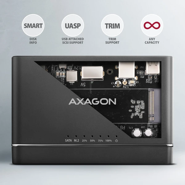 AXAGON ADSA-CC USB-C NVMe M.2 SSD 2.5'/3.5 SSD/HDD adaptér - Externé boxy - Obrázok 04P0000K01