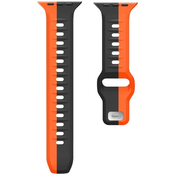 CubeNest Premium Silicon Band remienok Apple Watch 42-49 mm čierny/oranžový - Remienky - Obrázok 04UD000O01
