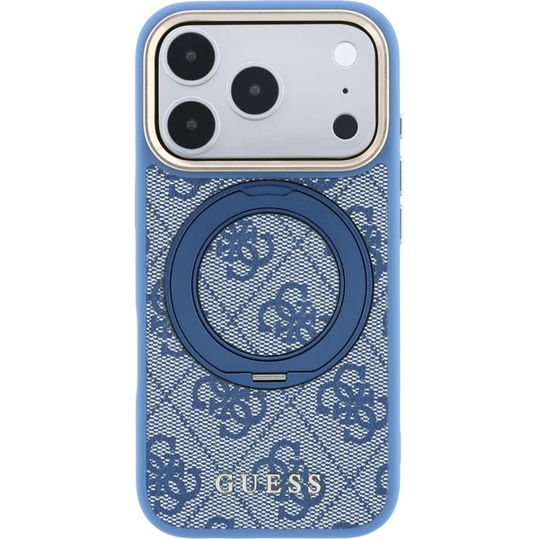 Guess PU 4G Ring Stand MagSafe Zadný kryt pre iPhone 18 Pro Blue - Puzdra - Obrázok 04a344cf46c94ef3b582bf4ccea41205