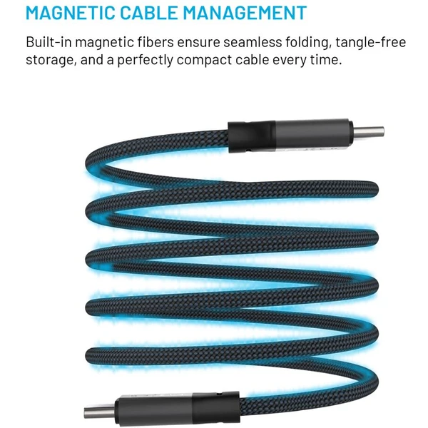 FIXED magnetický USB-C/USB-C kábel s opletením a Power Delivery, 1.2m, 240W, USB 2.0, sivý - Káble - Obrázok 04c7b3b594424dcab78da6a9617e7bf7