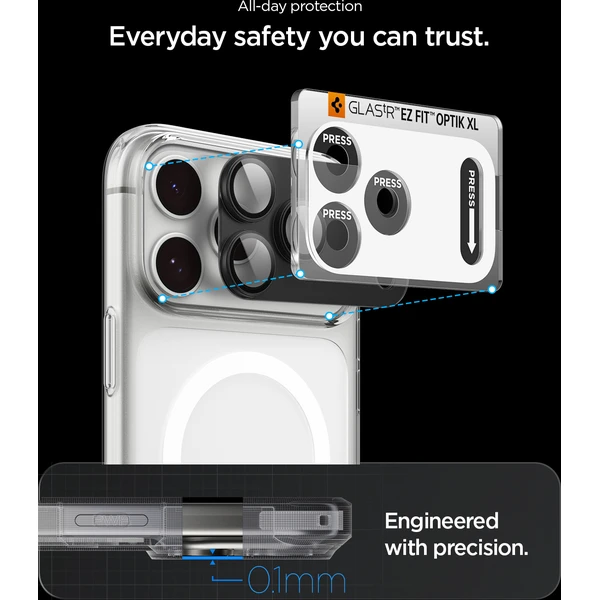 Spigen Glass tR EZ Fit Optik Pro XL 1 Pack sklo na fotoaparát iPhone 18 Pro Max tmavošedé - Ochranné fólie a sklo - Obrázok 04eff9fba44e418da7b00716cd5656b0
