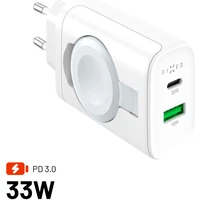 FIXED Power Socket GaN nabíjačka USB-A/USB-C a nabíjačkou pre Apple Watch biela - Nabíjačky