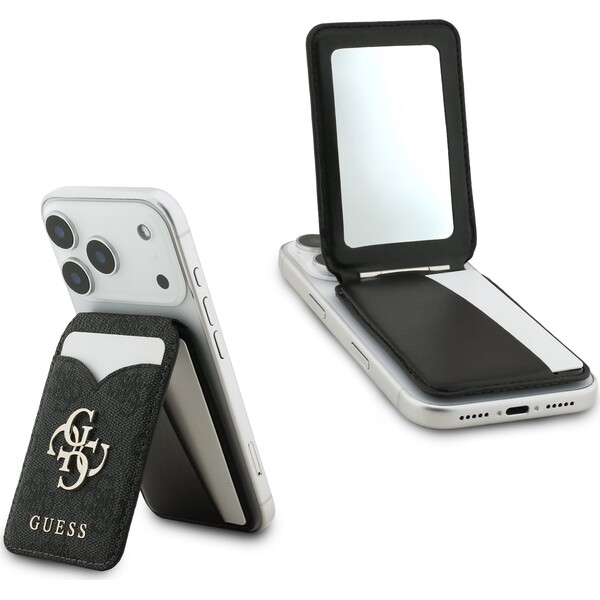E-shop Guess PU 4G Mirror MagSafe Cardslot peňaženka so stojanom čierna