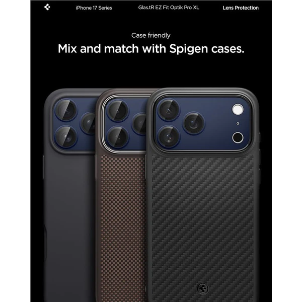 Spigen Glass TR EZ Fit Optik Pro XL sklo na fotoaparát iPhone 17 Pro Max tmavo modré - Ochranné fólie a sklo - Obrázok 0574857a29424f34a67b95d252c8dbae