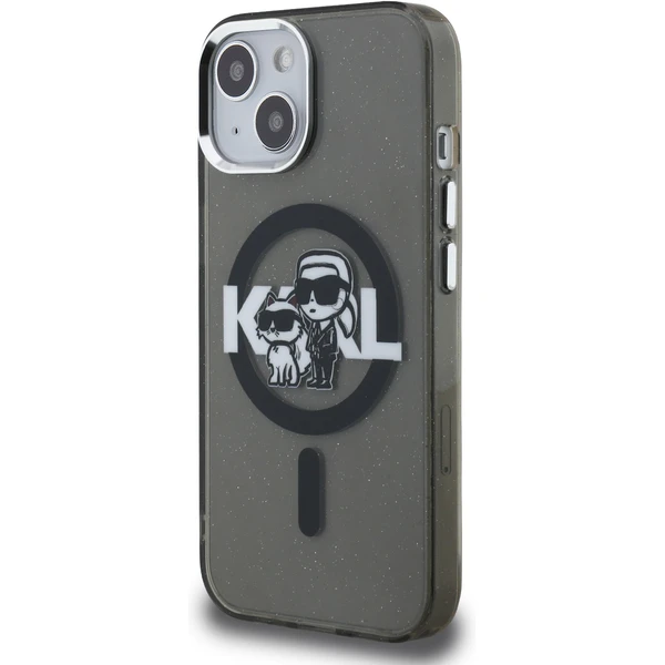 Karl Lagerfeld IML Glitter Karl and Choupette Sketch MagSafe kryt iPhone 15 čierny - Puzdra - Obrázok 059e6626ba77471782964d7e0f449f8d