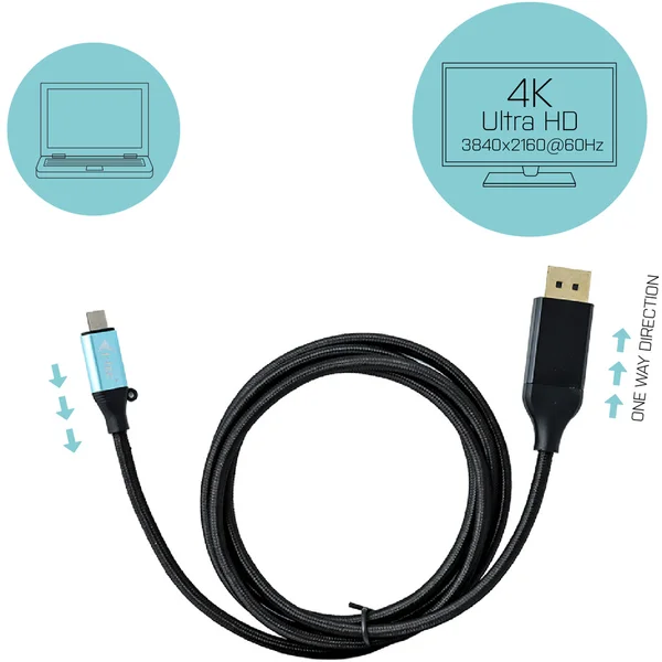 i-tec USB-C/DisplayPort kábel 4K 1,5m čierny - Káble a redukcie - Obrázok 05VV000501