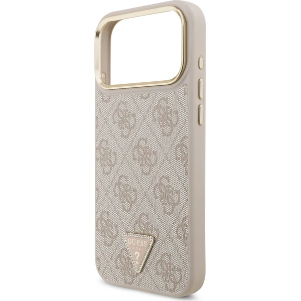 Guess PU Leather 4G Strass Triangle Logo Gold Frame MagSafe Zadný Kryt pre iPhone 18 Pro Max Pink - Puzdra - Obrázok 05b419460a5e419cb86d522432690c72